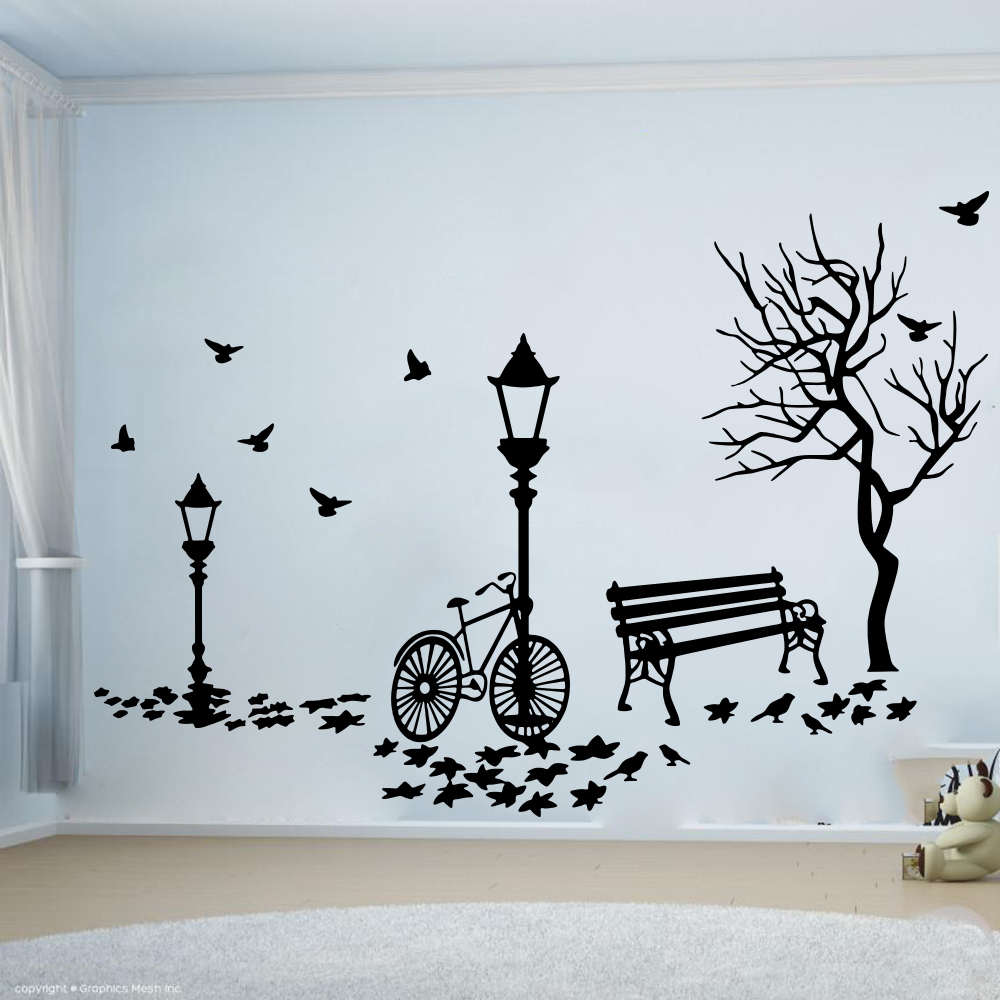 Baby Nursery Wall Lights - 木のようなステッカーが付いているモダンなウォールランプ,赤ちゃんの部屋,寝室,葉,鳥,天然石,ビニール,秋用