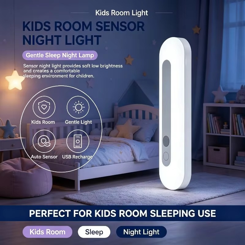 Baby Nursery Wall Lights - スマートセンサー搭載のナイトライト。壁掛け式で、暖色系の柔らかな光を放ち、お部屋を優しく照らします。子供部屋やベビーベッドの近く、机や棚の上など、様々な場所で使用できます。