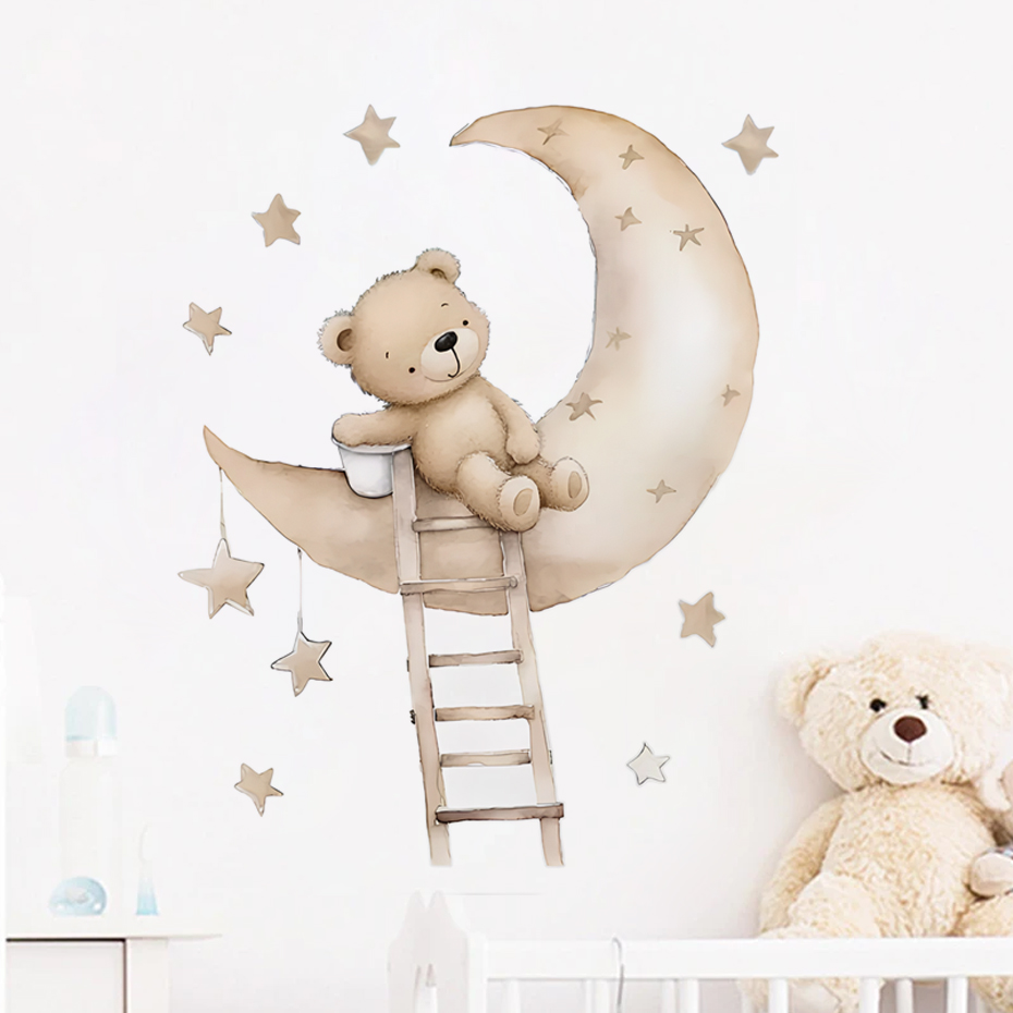 Baby Girl Nursery Quotes - かわいいクマスタークラウドウォールステッカーキッズルームガールズボーイズベビールーム寝室の装飾かわいい漫画動物壁紙ビニール