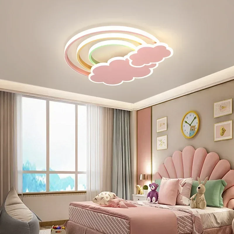Baby Nursery Light Fixture - モダンなミニマリストレインボークラウド LED シーリングランプ暖かい保育園照明器具ベビーキッズ寝室ホームインテリア装飾用