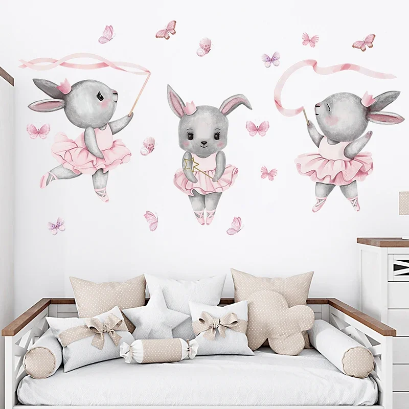 Baby Girl Nursery Quotes - 女の子のための手作りのPVCウォールステッカー,バレエ,ウサギ,ダンサー,かわいい動物,赤ちゃんの部屋,女の子の部屋,壁のステッカー,家の装飾