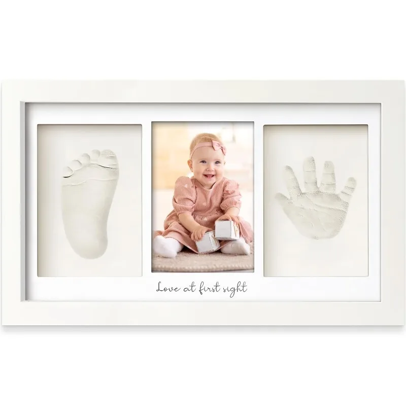 Baby Nursery Frames - 赤ちゃんの手形足形粘土キット 新生児記念写真フレーム ディスプレイケース付き 育児用品 新米ママへのギフト ベビーシャワーの贈り物
