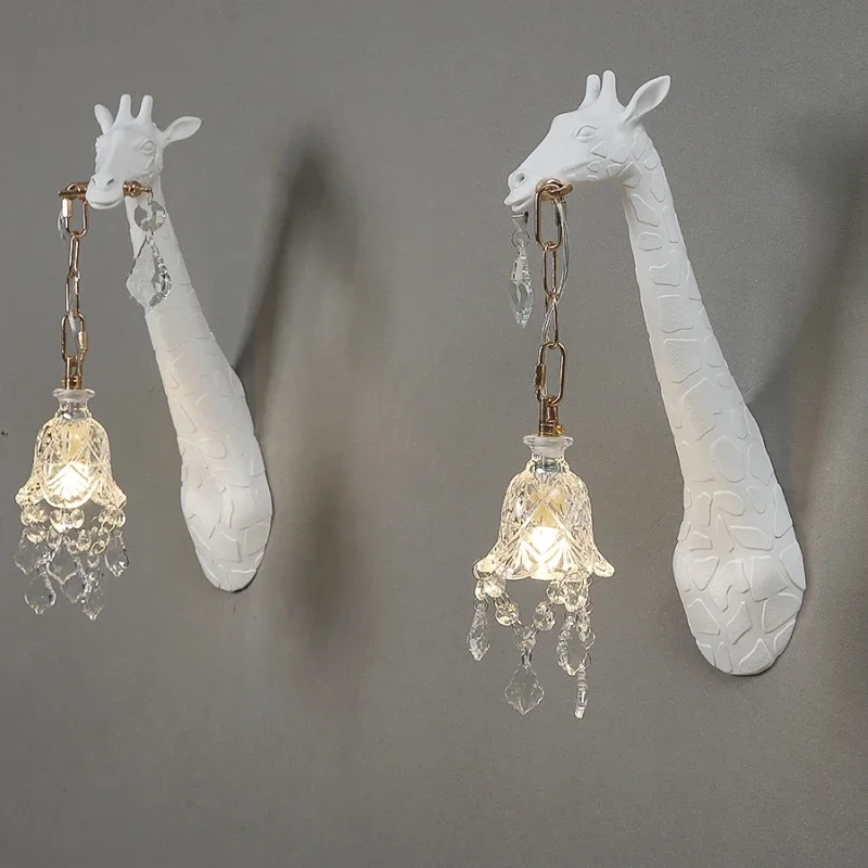 Baby Nursery Wall Lights - 北欧新樹脂キリン LED ウォールライト寝室のベッドヘッド廊下研究ランプ G9 電球ホテルのリビングルームの雰囲気の装飾照明