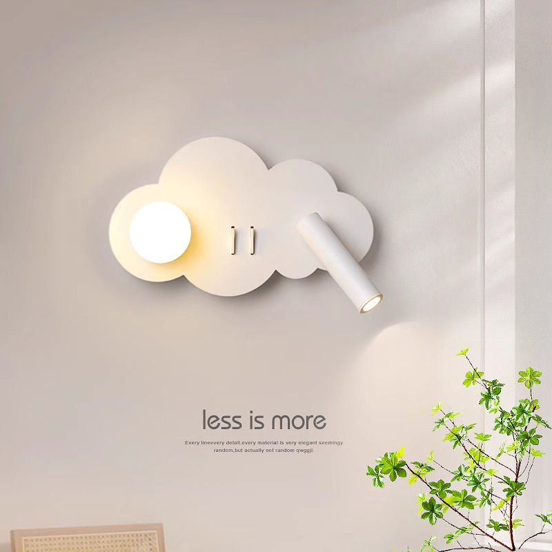 Baby Nursery Wall Lights - クラウドベッドルームウォールランプスイッチ付きリビングルーム背景装飾ランプ子供部屋読書用目の保護ベッドサイドランプ