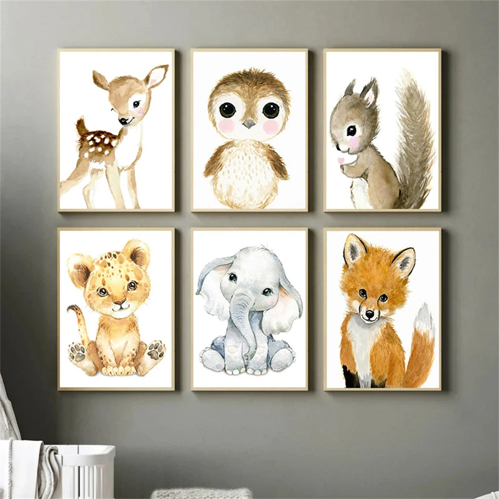 フレームなしのプリント写真、動物のベビーベッド用壁飾り、キャ - Baby Nursery Frames のレビューと価格