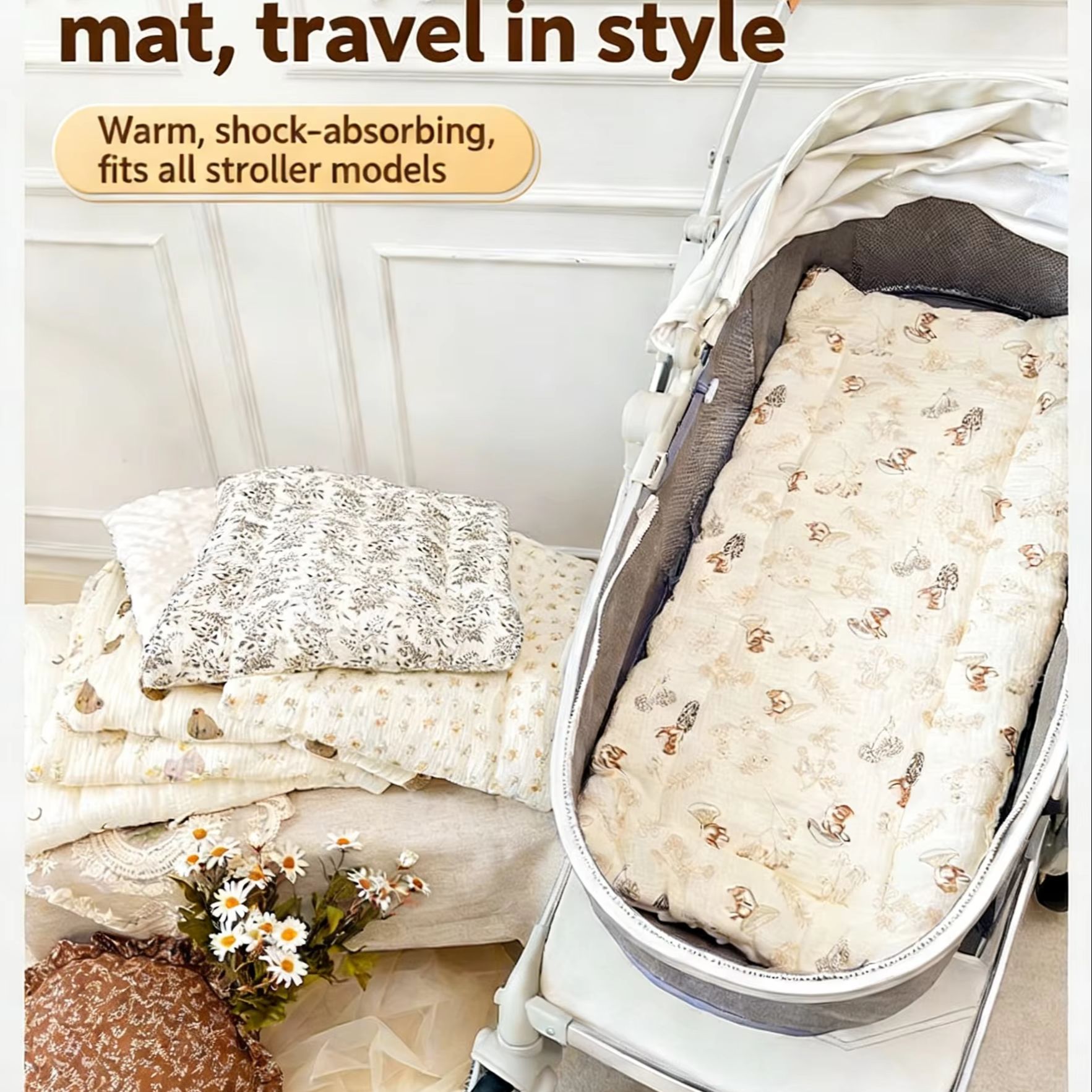 ベビーカーパッドアップグレードされたユニバーサルベビーカーマ - Baby Nursery Trolley のレビューと価格