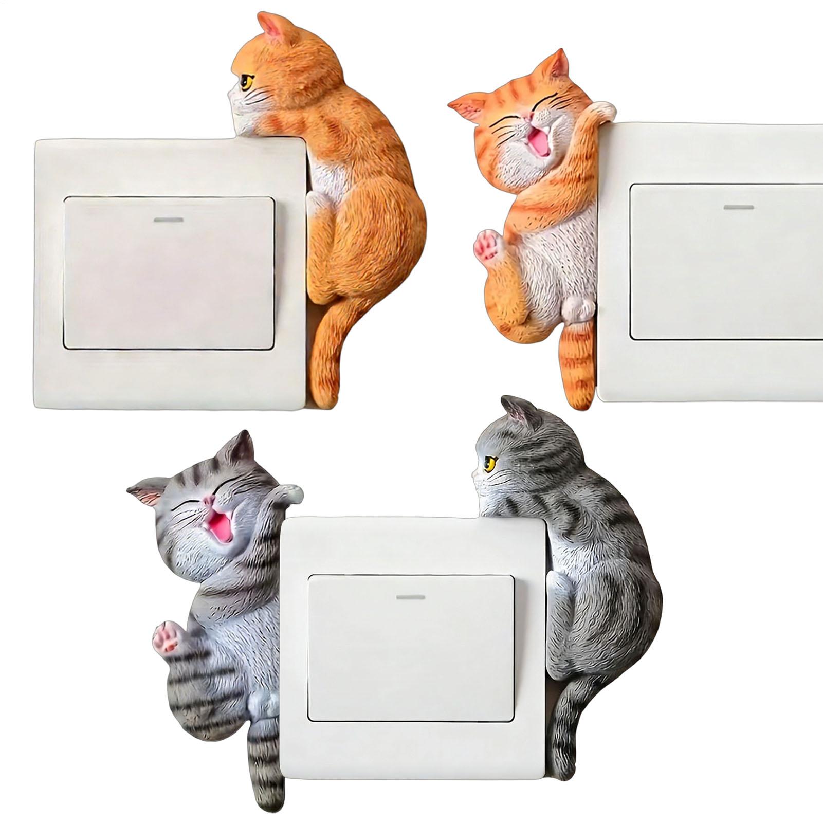 ライトボタンステッカー 2 ピース猫デカール 2D 取り外し - Baby Nursery Wall Lights のレビューと価格