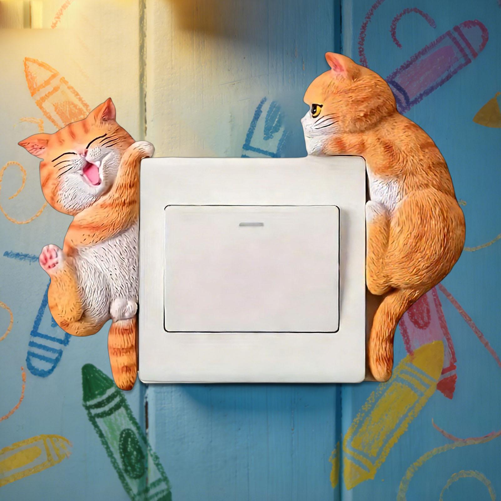 ライトボタンステッカー 2 ピース猫デカール 2D 取り外し - Baby Nursery Wall Lights のレビューと価格