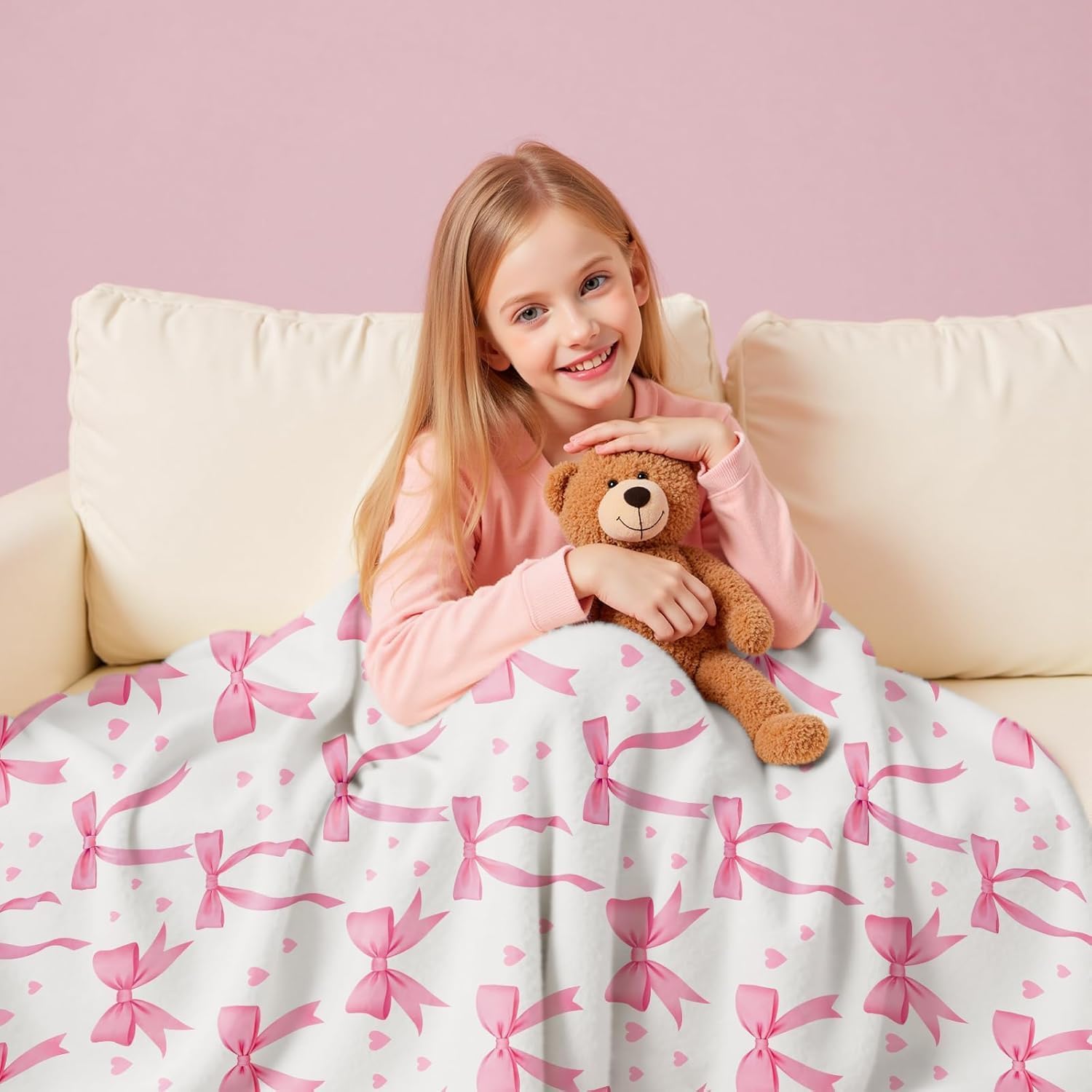 VIKAMA ピンクのリボンブランケット、柔らかく快適、洗濯 - Baby Nursery Decor Girl のレビューと価格