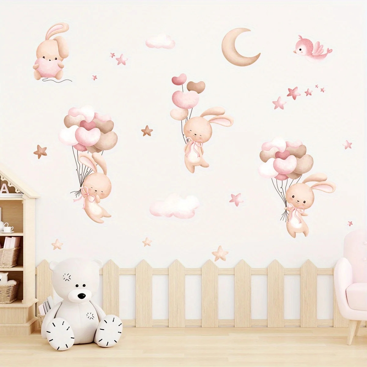 かわいいウサギのバルーンウォールステッカー女の子の部屋ベビー - Baby Girl Nursery Quotes のレビューと価格