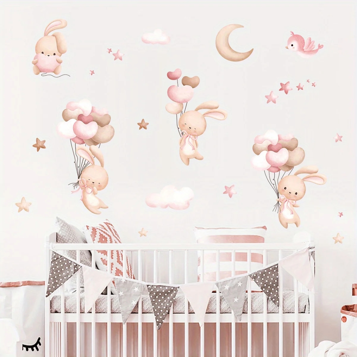 かわいいウサギのバルーンウォールステッカー女の子の部屋ベビー - Baby Girl Nursery Quotes のレビューと価格