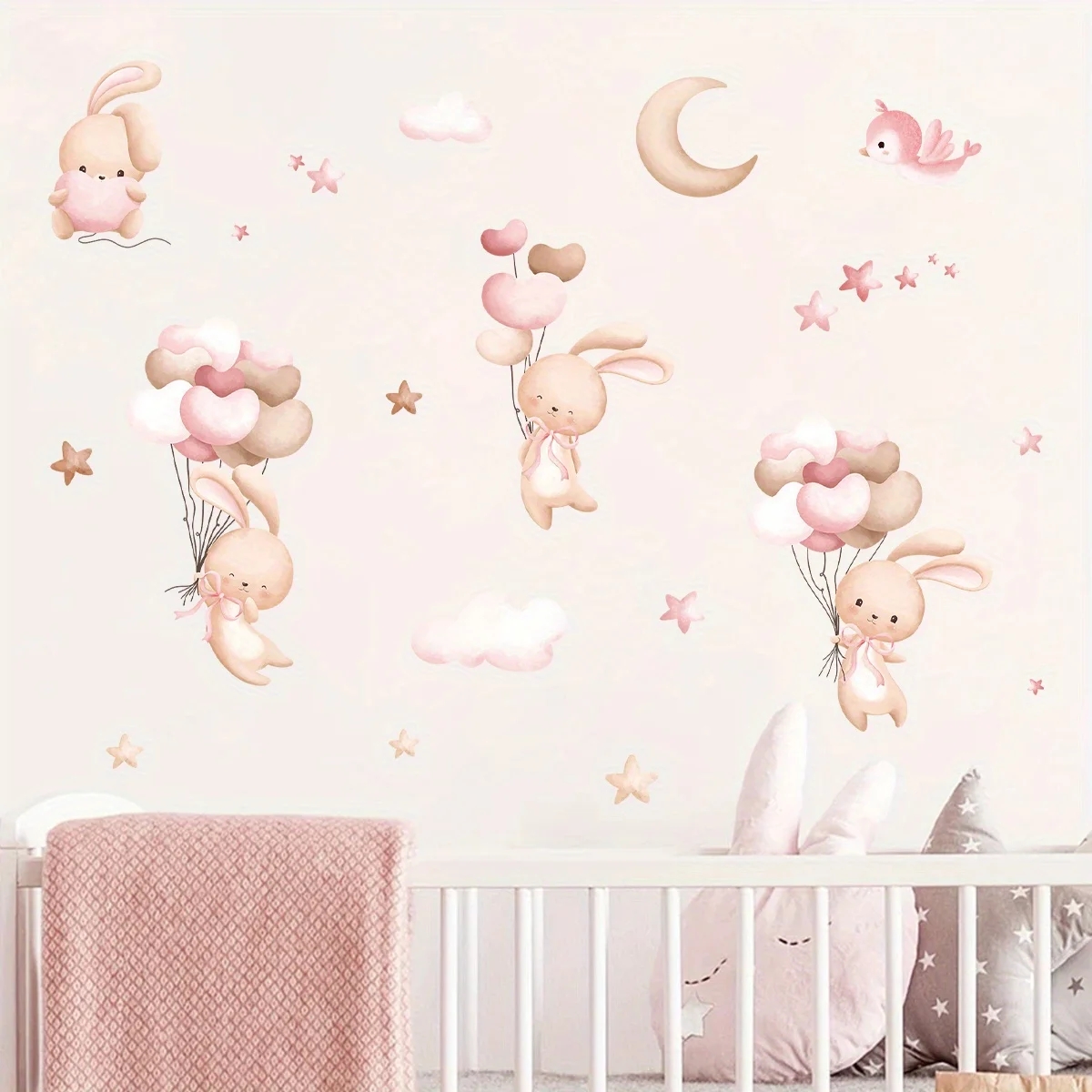 かわいいウサギのバルーンウォールステッカー女の子の部屋ベビー - Baby Girl Nursery Quotes のレビューと価格