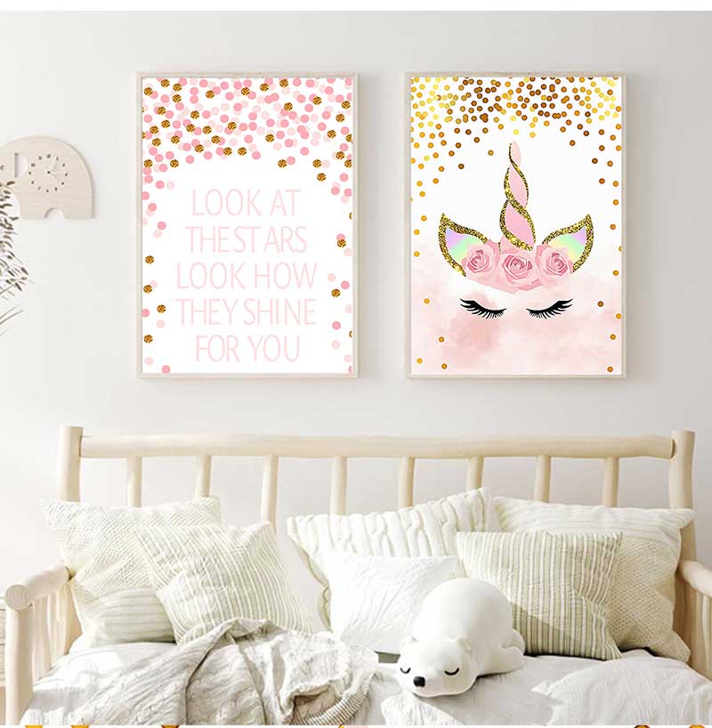 装飾画像女の赤ちゃんの寝室の装飾ピンクユニコーン保育園引用ア - Baby Girl Nursery Quotes のレビューと価格