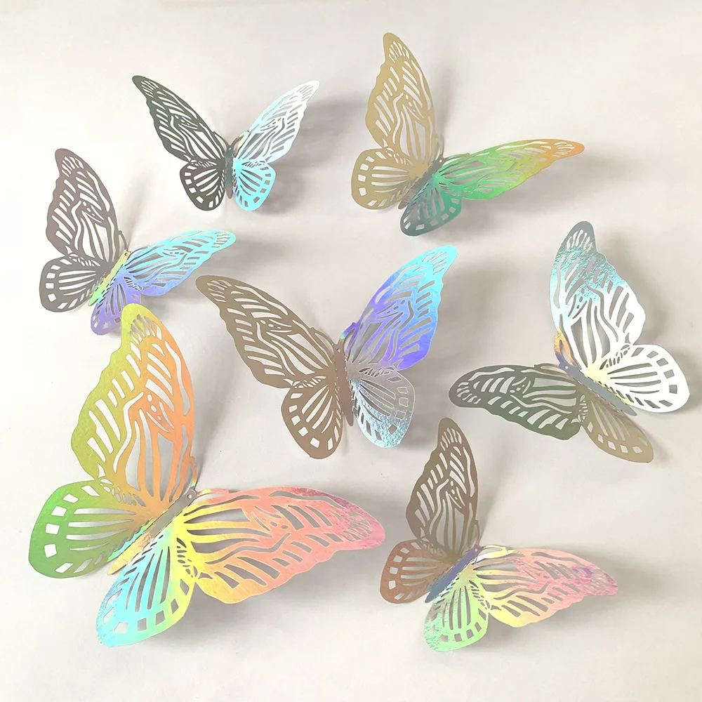 12枚 カラフル シルバー 蝶 ウォールデコ 3D 蝶 ステ - Baby Girl Nursery Quotes のレビューと価格