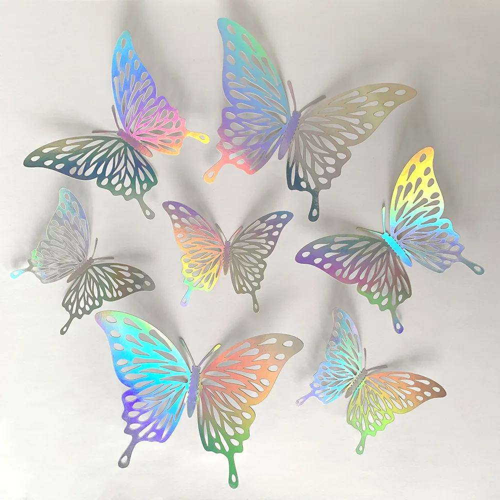 12枚 カラフル シルバー 蝶 ウォールデコ 3D 蝶 ステ - Baby Girl Nursery Quotes のレビューと価格