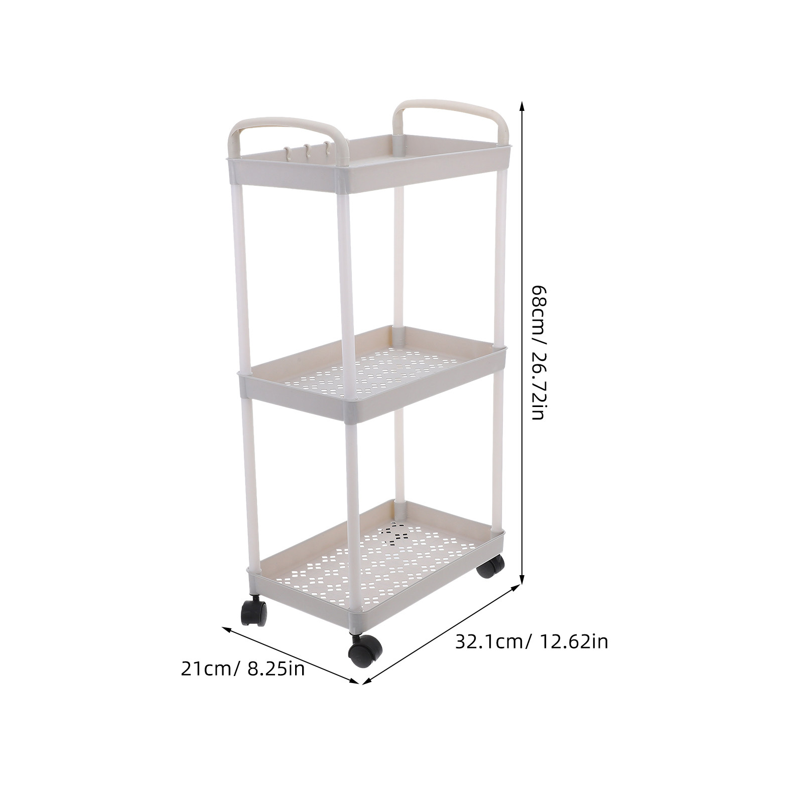 3段式のプラスチック製収納カート。移動式で、キッチン、バスル - Baby Nursery Trolley のレビューと価格