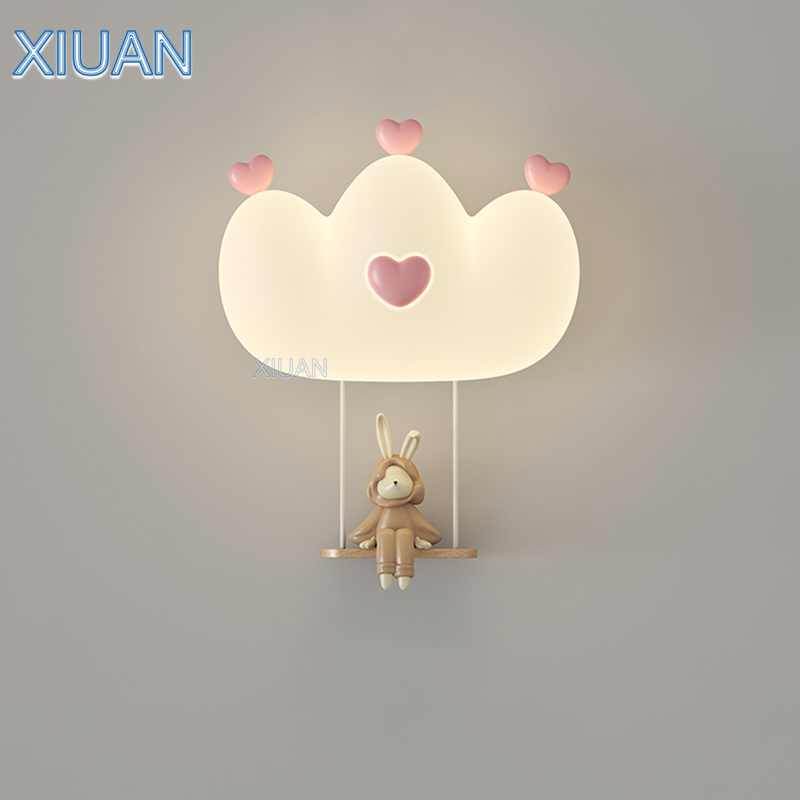 女の子のためのピンクの王冠の壁ランプ,ロマンチックな壁のライ - Baby Nursery Wall Lights のレビューと価格