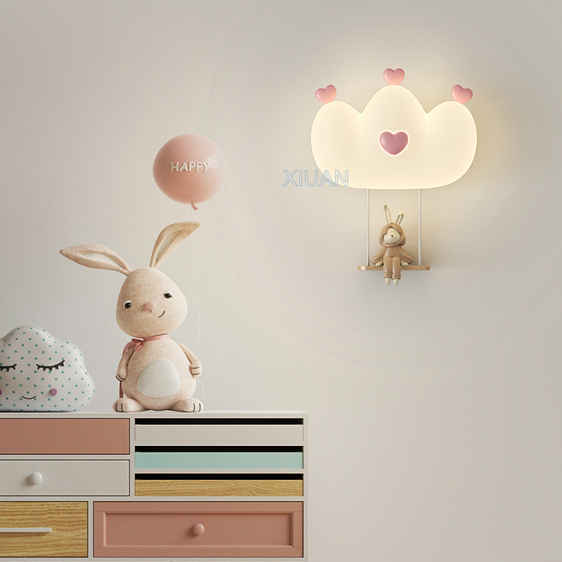 女の子のためのピンクの王冠の壁ランプ,ロマンチックな壁のライ - Baby Nursery Wall Lights のレビューと価格