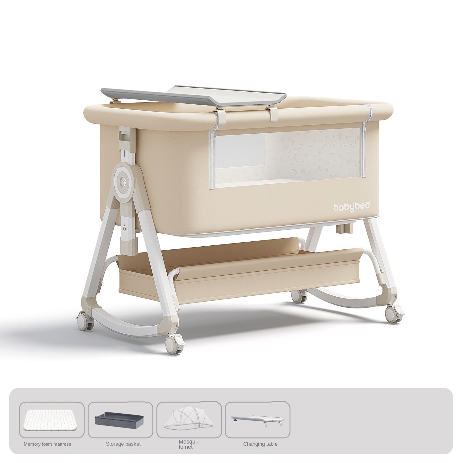 ベビーベッド、ポータブルで調節可能、折りたたみ式、マットレス - Baby Nursery Trolley のレビューと価格