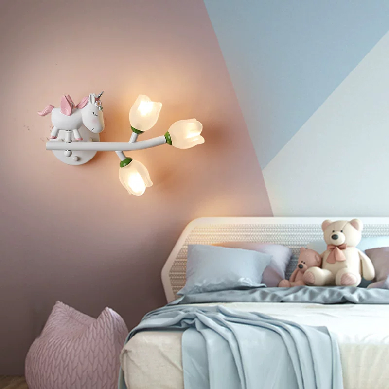 子供部屋プリンセスルームベッドサイドウォールランプ樹脂製ガー - Baby Nursery Wall Lights のレビューと価格