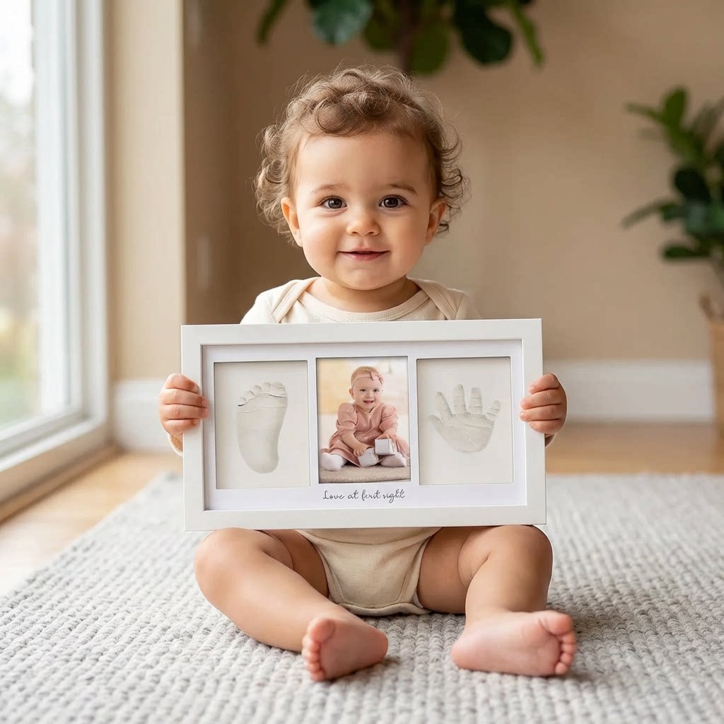 赤ちゃんの手形足形粘土キット 新生児記念写真フレーム ディス - Baby Nursery Frames のレビューと価格