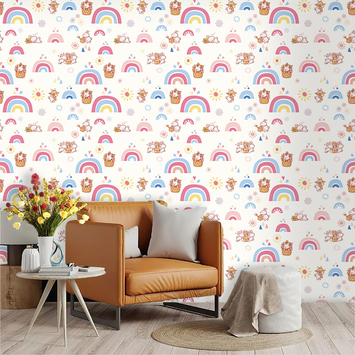 ボヘミアンレインボー キッズ スティックアンドピール壁紙 女 - Baby Nursery Peel And Stick Wallpaper のレビューと価格