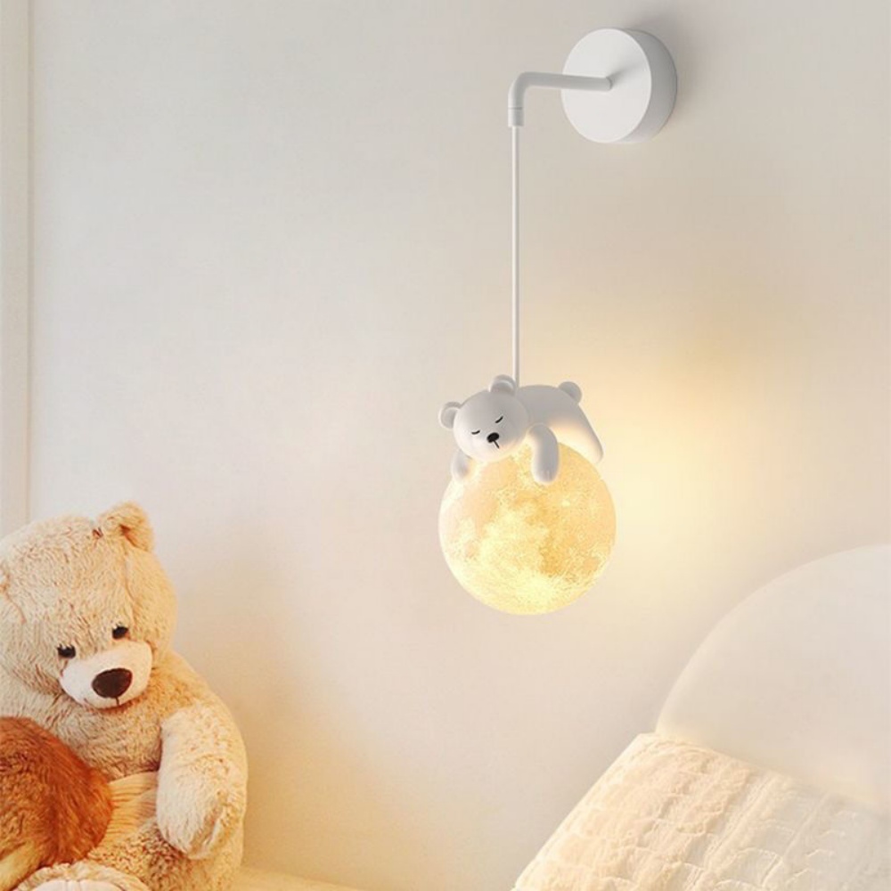かわいい動物のウォールランプ 白ウサギ 白クマ 月型ウォール - Baby Nursery Wall Lights のレビューと価格