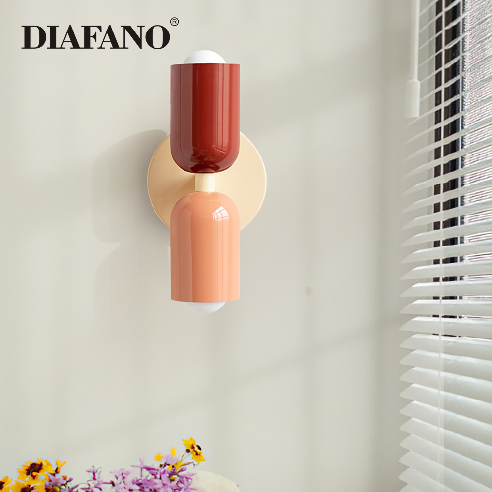 北欧ウォールランプカラフルなダブルヘッドウォール燭台リビング - Baby Nursery Wall Lights のレビューと価格