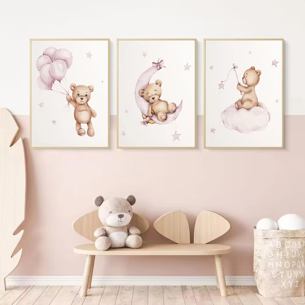 ベアナーサリー ウォールアート デコレーション テディベア  - Baby Nursery Decor Girl のレビューと価格