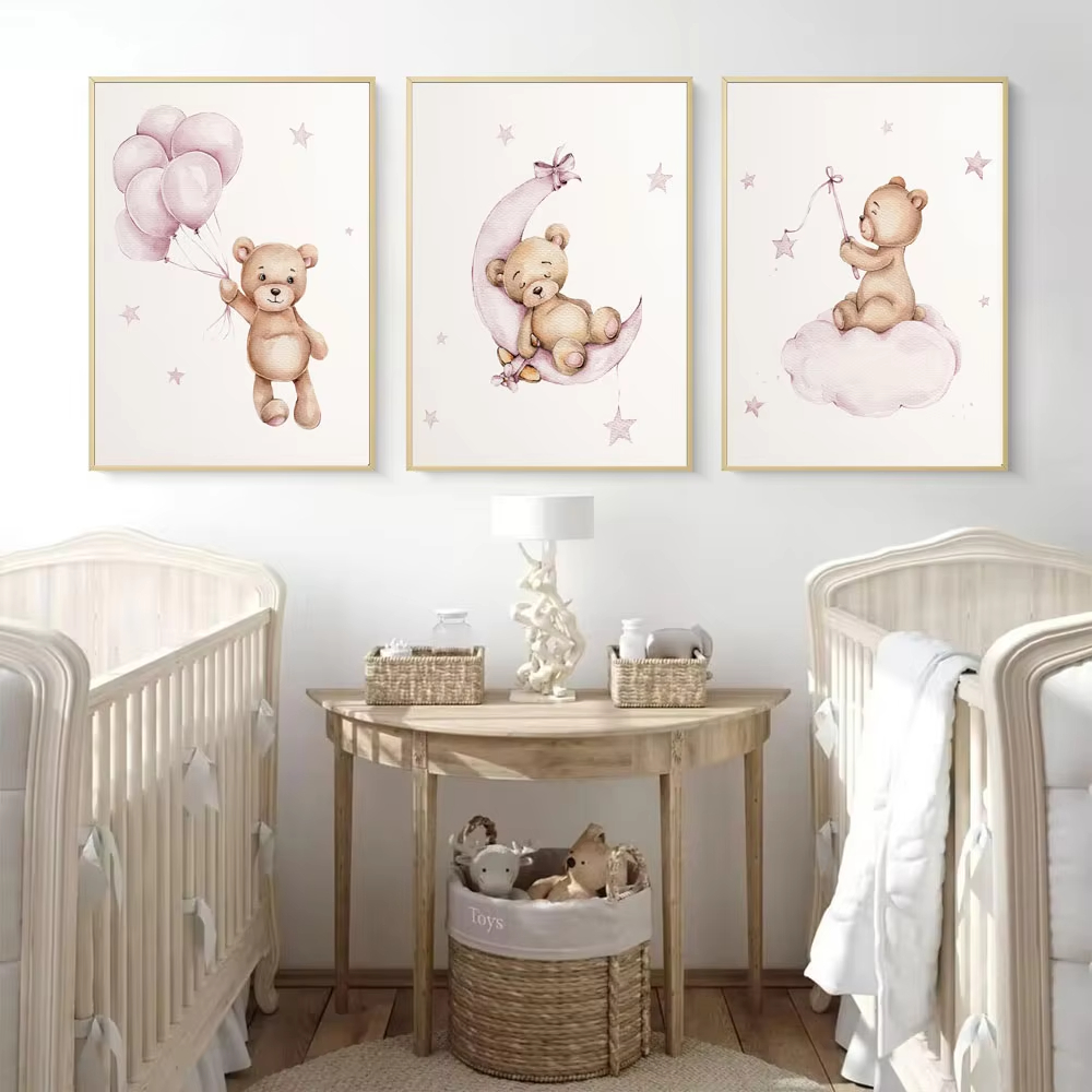 ベアナーサリー ウォールアート デコレーション テディベア  - Baby Nursery Decor Girl のレビューと価格