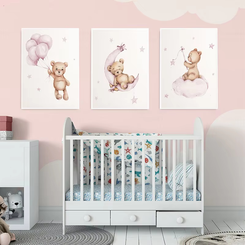 ベアナーサリー ウォールアート デコレーション テディベア  - Baby Nursery Decor Girl のレビューと価格