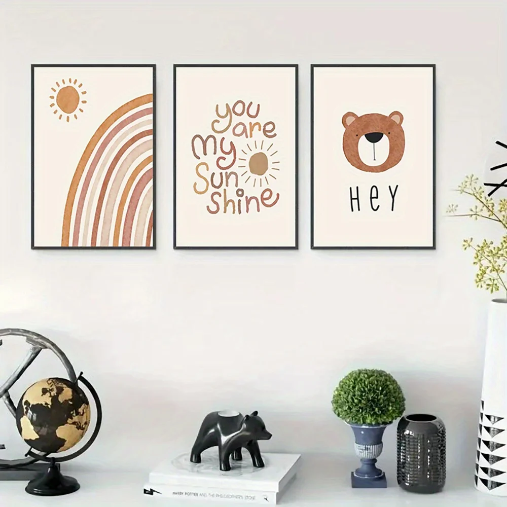 （フレームなし）キャンバスアート3点セット、抽象的な太陽とク - Baby Nursery Frames のレビューと価格