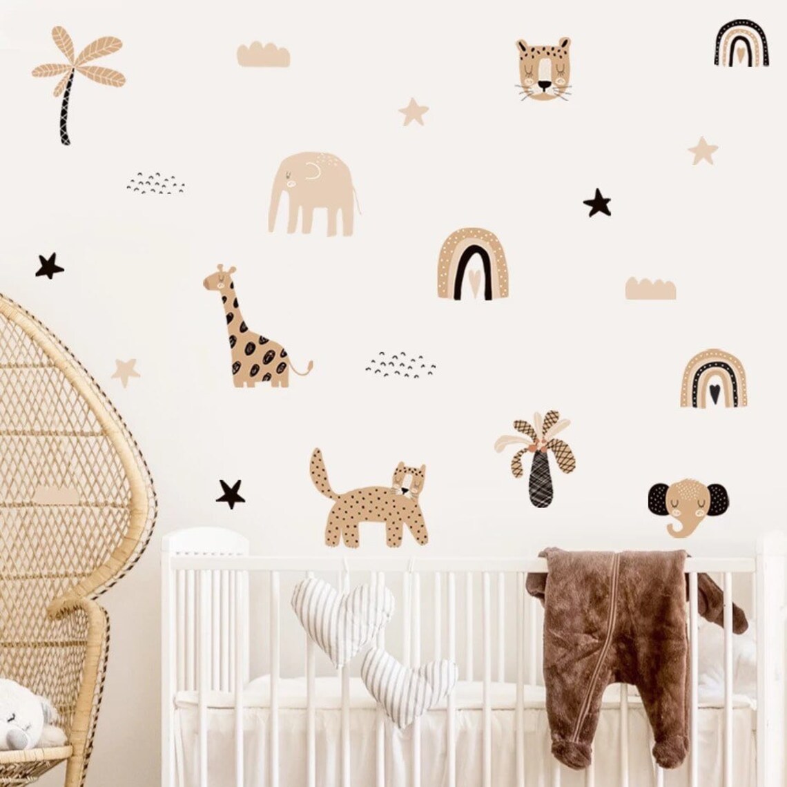 自由奔放に生きる漫画風レインボー星かわいい動物の顔水彩画保育 - Baby Nursery Decor Girl のレビューと価格