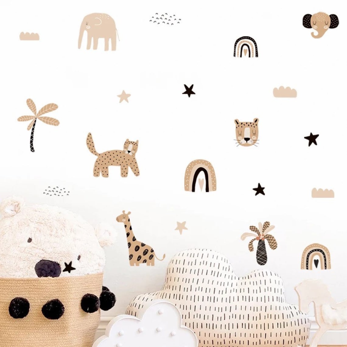 自由奔放に生きる漫画風レインボー星かわいい動物の顔水彩画保育 - Baby Nursery Decor Girl のレビューと価格
